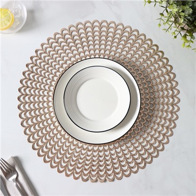 Салфетки сервировочные на стол Доляна «Солнечная», d=38 см, 4 шт., золотые