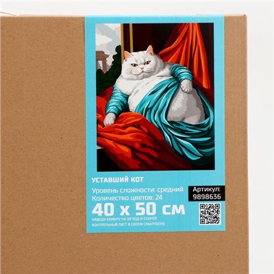 Картина по номерам на холсте с подрамником «Уставший кот» 40×50 см