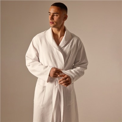 Халат вафельный мужской SL HOME: Waffle «Блан де Блан», размер L, хлопок 100%, белый