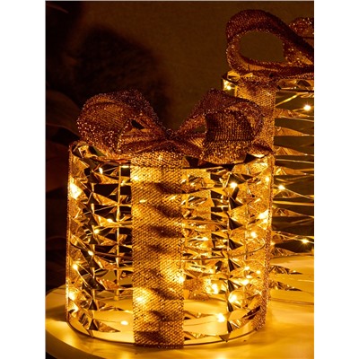 Фигура световая «Подарки цилиндр бежевые», 25×20×15 см, 90 LED, батарейки ААх8 (не в компл.), свечение тёплое белое