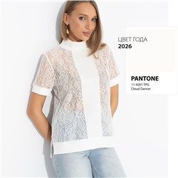 Футболка полупрозрачная с кружевом, Фирменное приветствие (white)