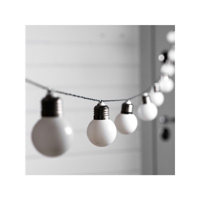 Гирлянда «Нить», 2.7 м, с насадками «Белые шары», уличная, IP44, 10 LED, 8 режимов, солнечная батарея, тёмная нить, свечение тёплое белое