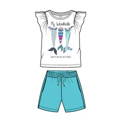 Комплект трикотажный для девочек: фуфайка (футболка), шорты