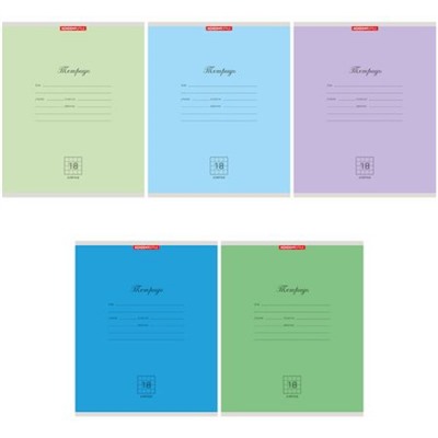 Тетрадь  18л клетка "Однотонные Микс" 13792/5 Academy style