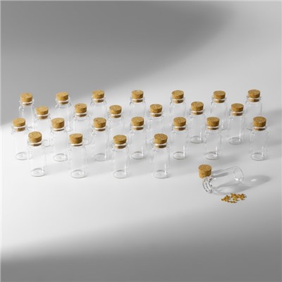 Набор баночек для хранения бисера, d=2×4 см, 25 шт., в контейнере, 11×11×5 см