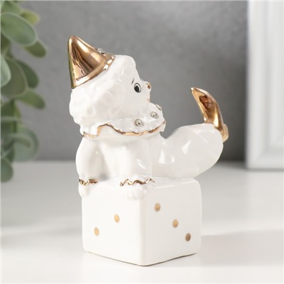 Фигурка керамика «Клоун на игральном кубике», белый с золотом, стразы, 4.4×7×9.5 см