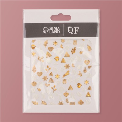 Наклейки для ногтей «Праздничное чудо», металлизированные, белые, золотистые