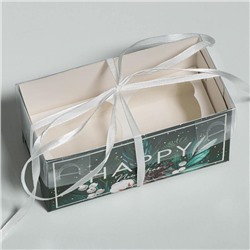 Коробка для капкейка Happy New year, Новый год, 16×8×7.5 см
