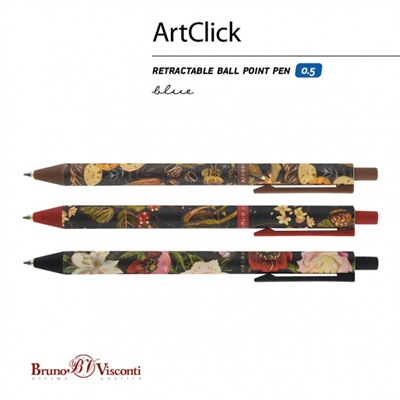Ручка автоматическая шариковая 0.5мм "ArtClick.Flora.Black night" синяя 20-0374/01 Bruno Visconti