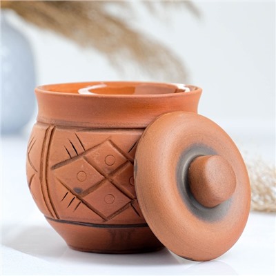 Горшочек для запекания Кунгурская керамика «Молочение», 700 мл, коричневый