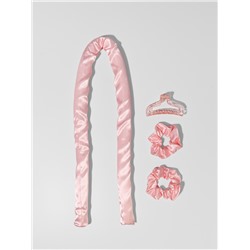 Мягкие бигуди «Волшебный локон», 4 предмета: бигуди, резинки 2 шт., крабик, розовые