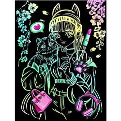 Гравюра 18*24 "Селфи с котом" (голография)