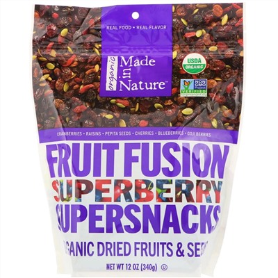 Made in Nature, Органический продукт, Fruit Fusion, Superberry Supersnacks, 340 г