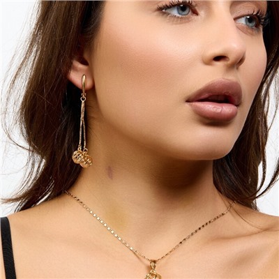 Комплект ювелирной бижутерии коллекция "Дубай" серьги и кулон в форме шариков, покрытие позолота, арт.217.485