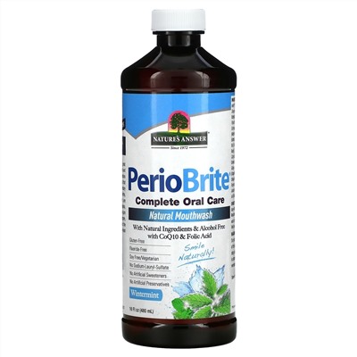 Nature's Answer, PerioBrite, натуральная жидкость для полоскания рта, зимняя мята, 480 мл (16 жидких унций)