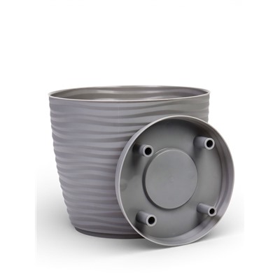 Горшок для цветов с поддоном «Дюна», 5.5 л, пластиковый, серый