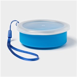 Стакан силиконовый складной с крышкой Доляна «Айли», 200 мл, 8.5×9 см, цвет синий