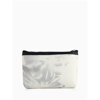 Косметичка на молнии плоская, с принтом, белая