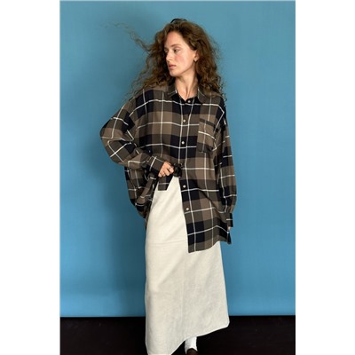 Рубашка женская  HUG077/09/Хаки, белый