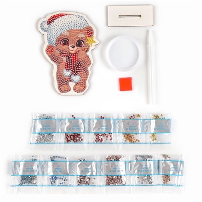 УЦЕНКА Алмазная мозаика на деревянной фигурке "Медвежонок"