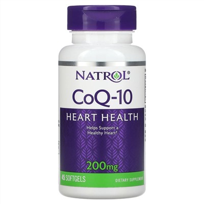 Natrol, CoQ-10, 200 мг, 45 мягких желатиновых капсул