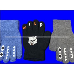 Перчатки детские, подростковые с начесом с прикольным принтом арт. 0703