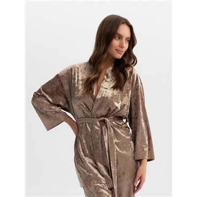 Костюм домашний женский (жакет, брюки) KAFTAN Velvet, размер 40-42, цвет кофейный