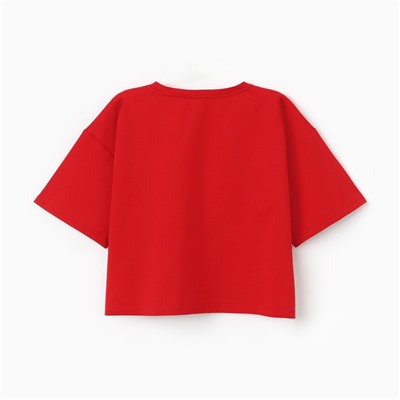 Футболка женская укороченная MINAKU OVERSIZE FIT, фуксия, размер 42