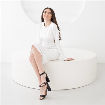 Платье с разрезом миди женское MIST, размер 42, белое