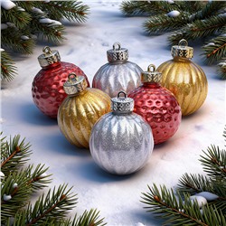 Набор новогодних украшений "Ёлочные фантазии" (6шт х 6см)