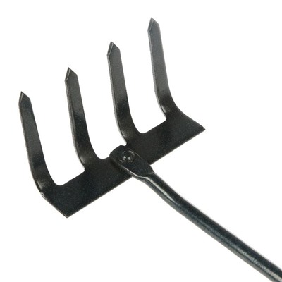 Малые прямые грабли, 4 зубцов, длина 31 см, металл, пластиковая ручка
