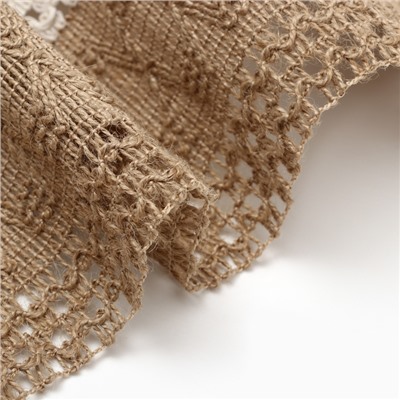 Дорожка «Этель. Сканди узор», коричневая, 32×150 см, 50% хлопок, 50% лён