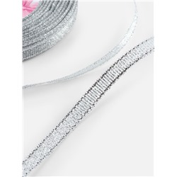 Лента парчовая, 6 мм, 23±1 м, цвет серебряный