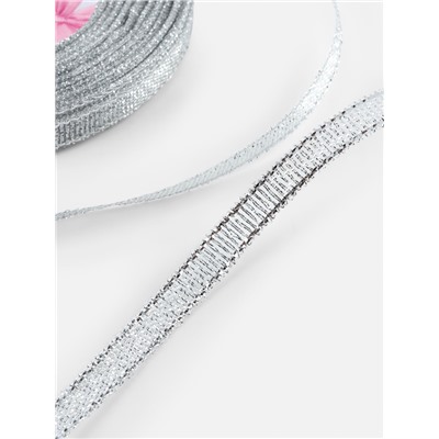 Лента парчовая, 6 мм, 23±1 м, цвет серебряный