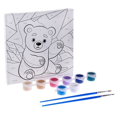 Картина по номерам для детей «Белый мишка»,‎ 15×15 см