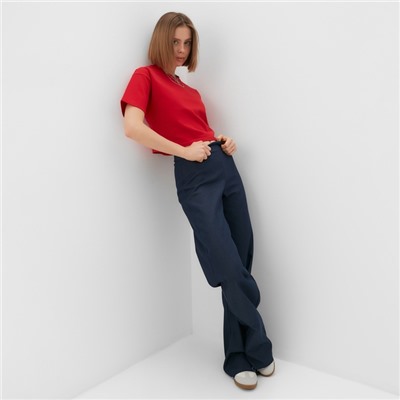 Футболка женская укороченная MINAKU OVERSIZE FIT, фуксия, размер 42