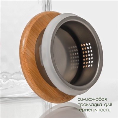 УЦЕНКА Кувшин с бамбуковой крышкой «Эко», 2 л, 14.5×10.5×25 см
