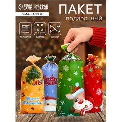 Пакет подарочный БОПП подарочный, «МИКС новогодний», 13×27.5 см