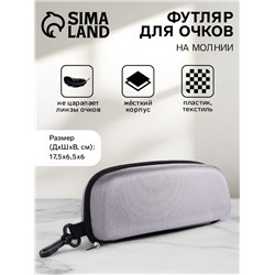 Футляр для очков на молнии, с карабином, размер 17.5×6.5×6 см, серый