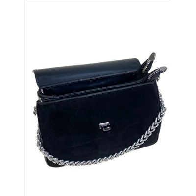 Женская сумка из искусственной замши и искусственной кожи, цвет черный
