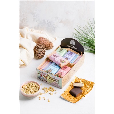 Кедровый марципан Ассорти / 7 вкусов / шоу-бокс / 18 шт / 720 г / ТМ Сибирский кедр