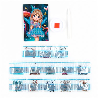 Алмазная мозаика для детей со светящимися стразами «Фея», 10×15 см, набор для творчества
