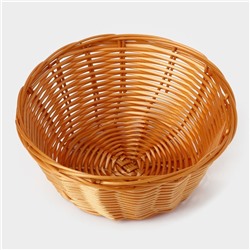 Корзинка для фруктов и хлеба Доляна «Плетёнка», 17×7 см, пластик, плетёная, коричневая