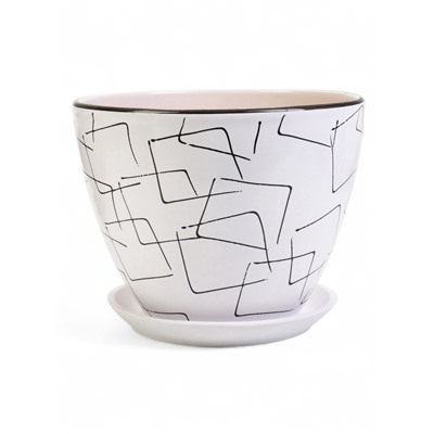 Горшок для цветов «Иллюзия», 8 л, d=30 см, h=23 см, с поддоном, керамика, белый