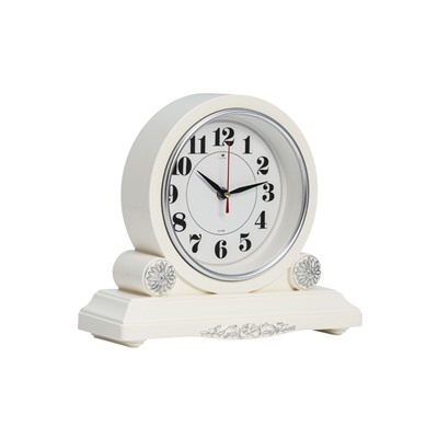 Часы настольные каминные «Берта», бесшумные, d=16.5 см, белые, от батарейки 1×АА