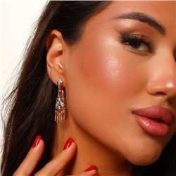 Крупные серьги ювелирная бижутерия Дубайское золото, с покрытием позолотой, вставка: фианит, цвет: прозрачный, арт.314.011