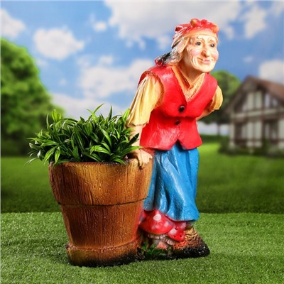 Декоративное кашпо из гипса «Бабка-ёжка», 1.35 л, 24×24×53 см