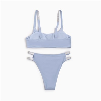 Купальник раздельный со стразами женский MINAKU, голубой, размер 46