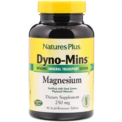 Nature's Plus, Dyno-Mins, Магний, 250 мг, 90 кислотоустойчивых таблеток