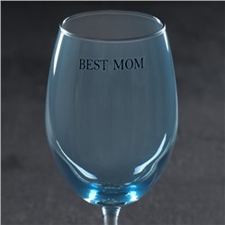Бокал для вина с надписью Best mom, 360 мл, голубой